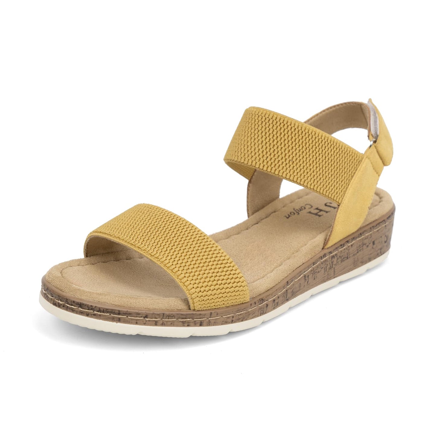 VJH confort Women’s Flat Sandals Open Toe Elastic Ankle Strap Slip on Comfy Low Wedge Sandals