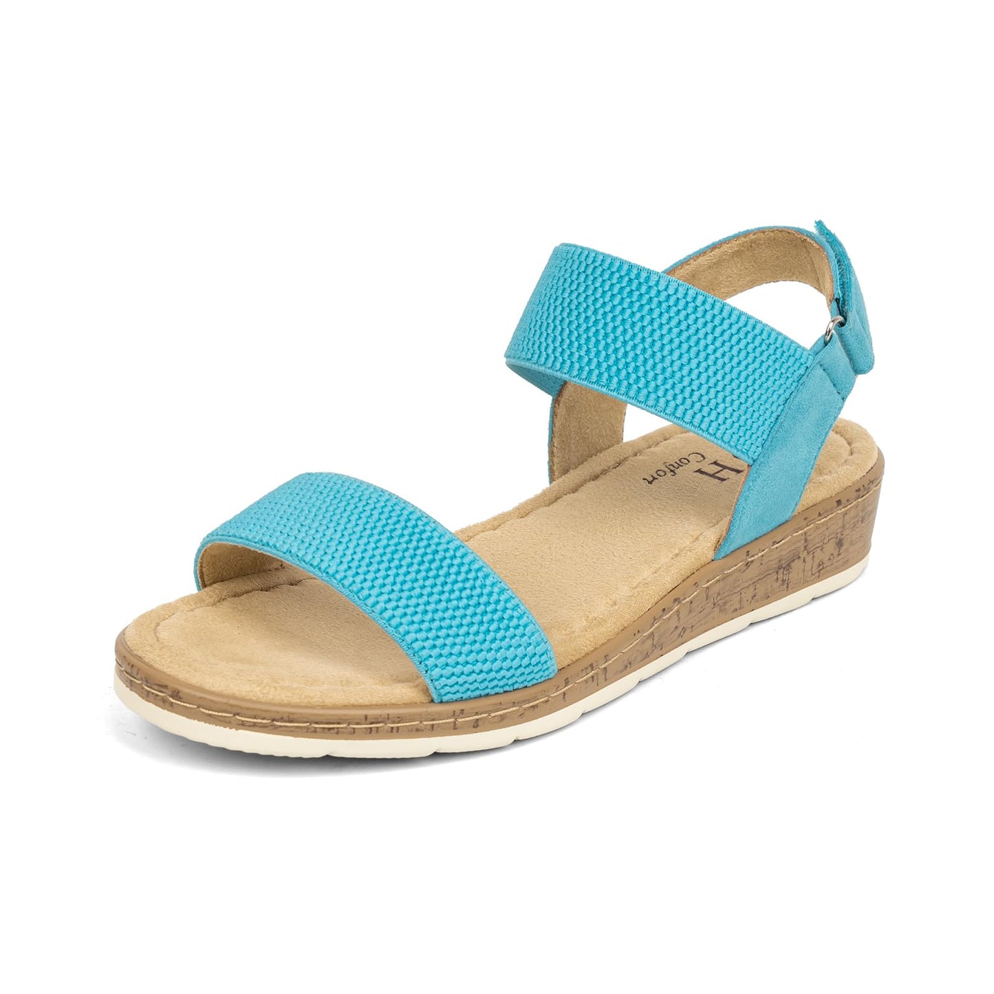 VJH confort Women’s Flat Sandals Open Toe Elastic Ankle Strap Slip on Comfy Low Wedge Sandals