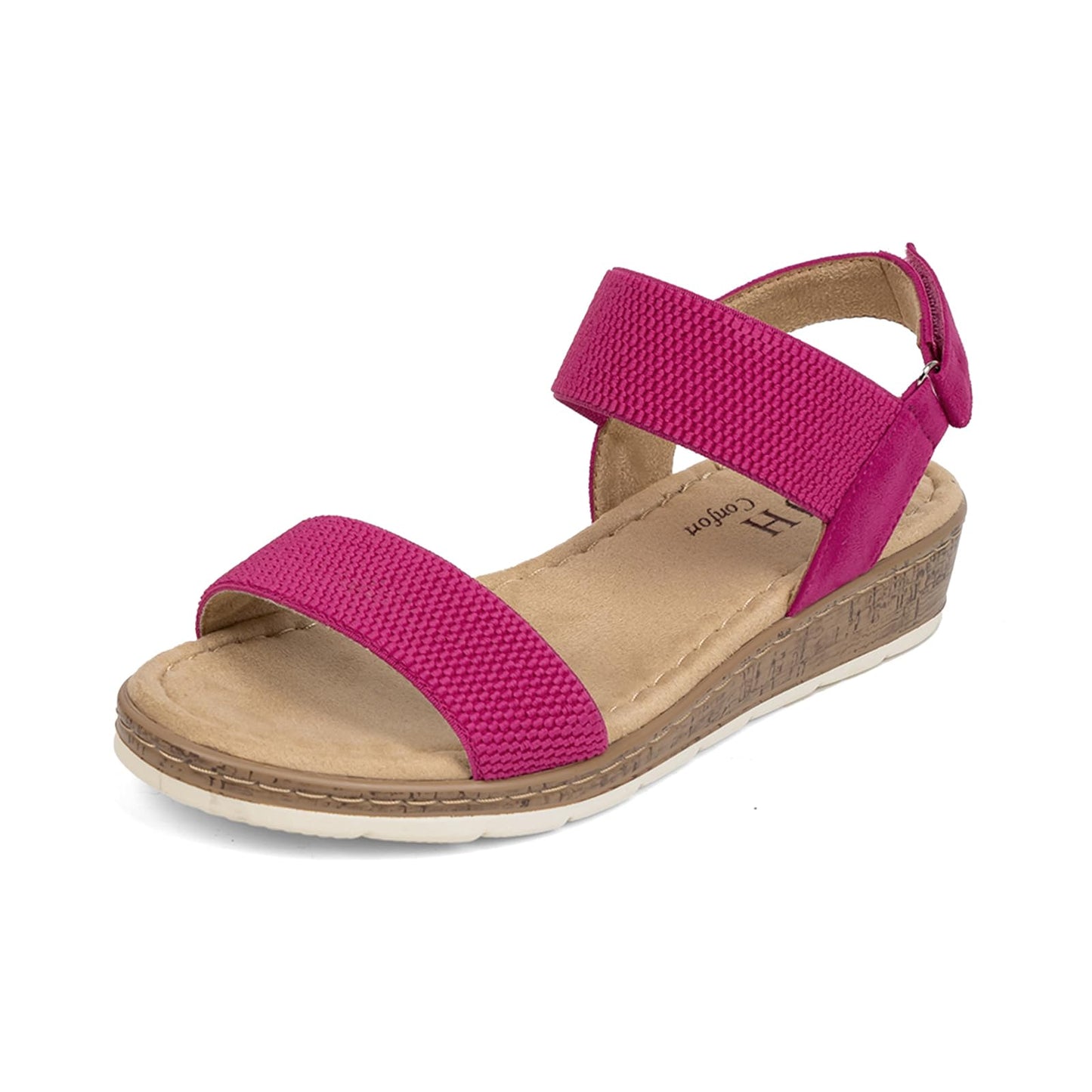 VJH confort Women’s Flat Sandals Open Toe Elastic Ankle Strap Slip on Comfy Low Wedge Sandals