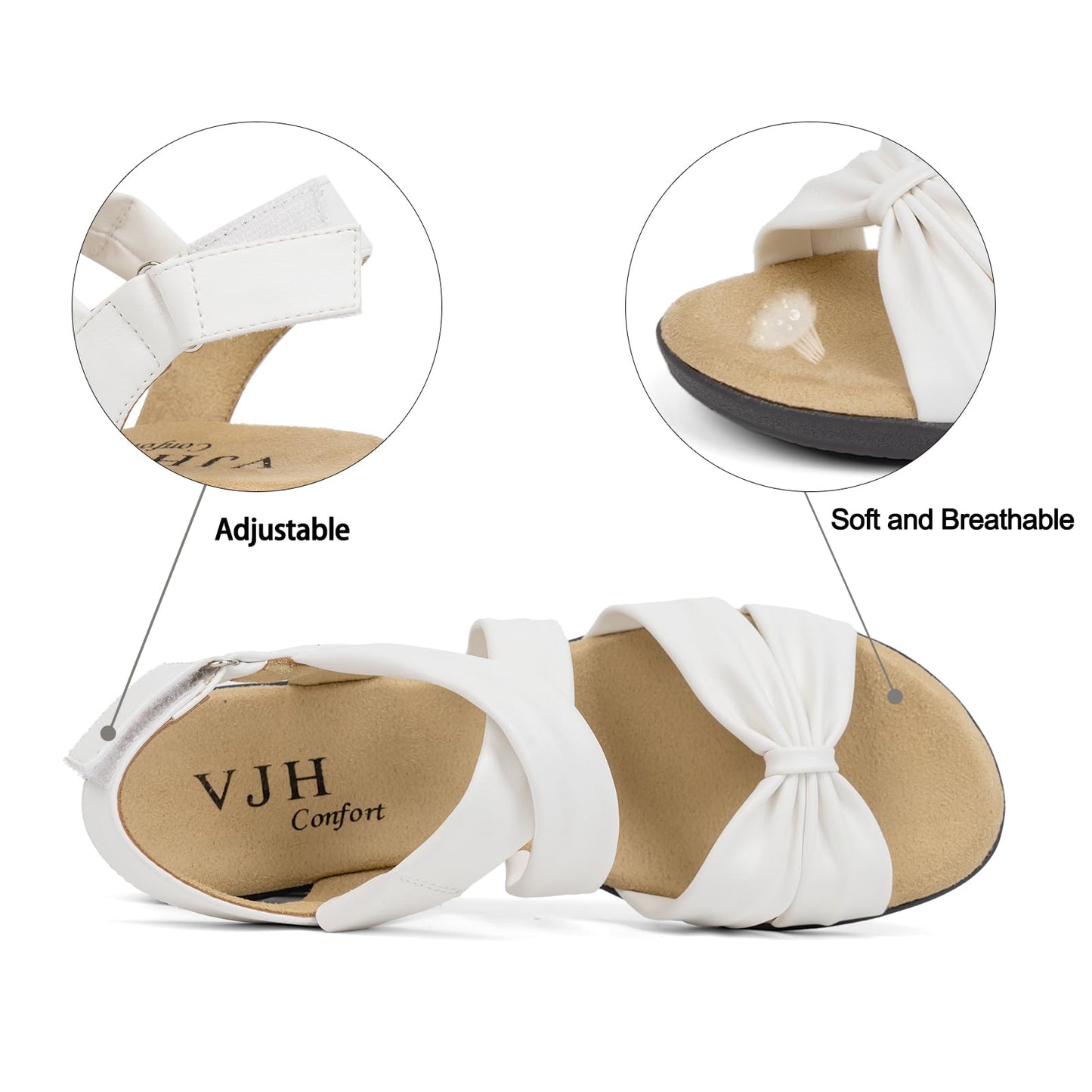 VJH confort Women’s Flat Sandals Comfortable Criss-Cross Bow Dressy Soft Straps Slip-on Flexible Summer Walking Sandals