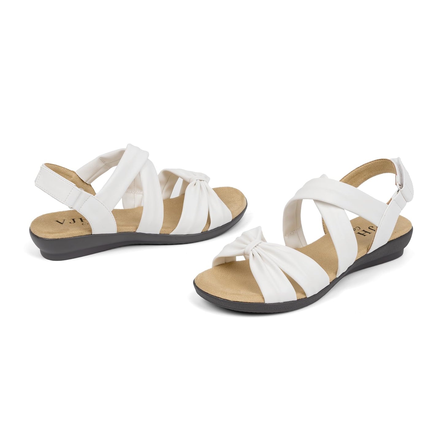 VJH confort Women’s Flat Sandals Comfortable Criss-Cross Bow Dressy Soft Straps Slip-on Flexible Summer Walking Sandals