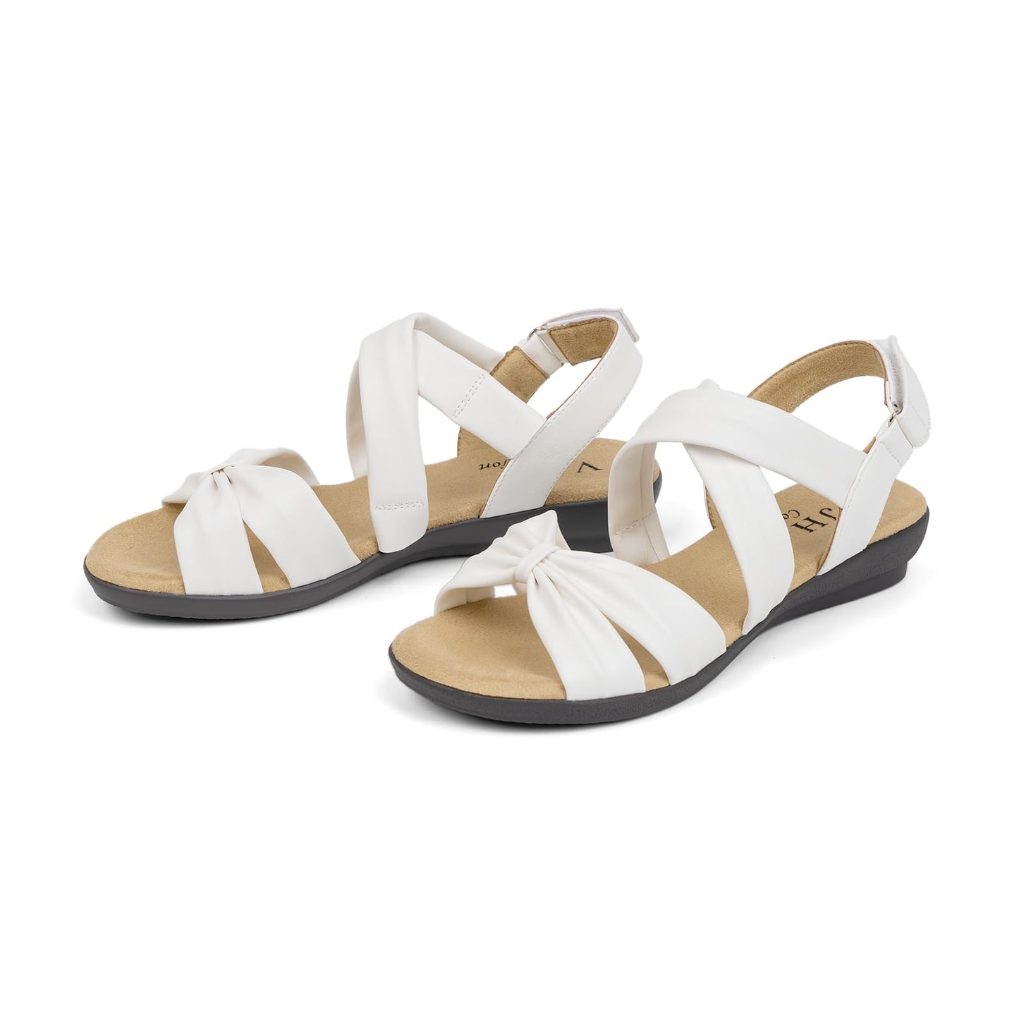 VJH confort Women’s Flat Sandals Comfortable Criss-Cross Bow Dressy Soft Straps Slip-on Flexible Summer Walking Sandals