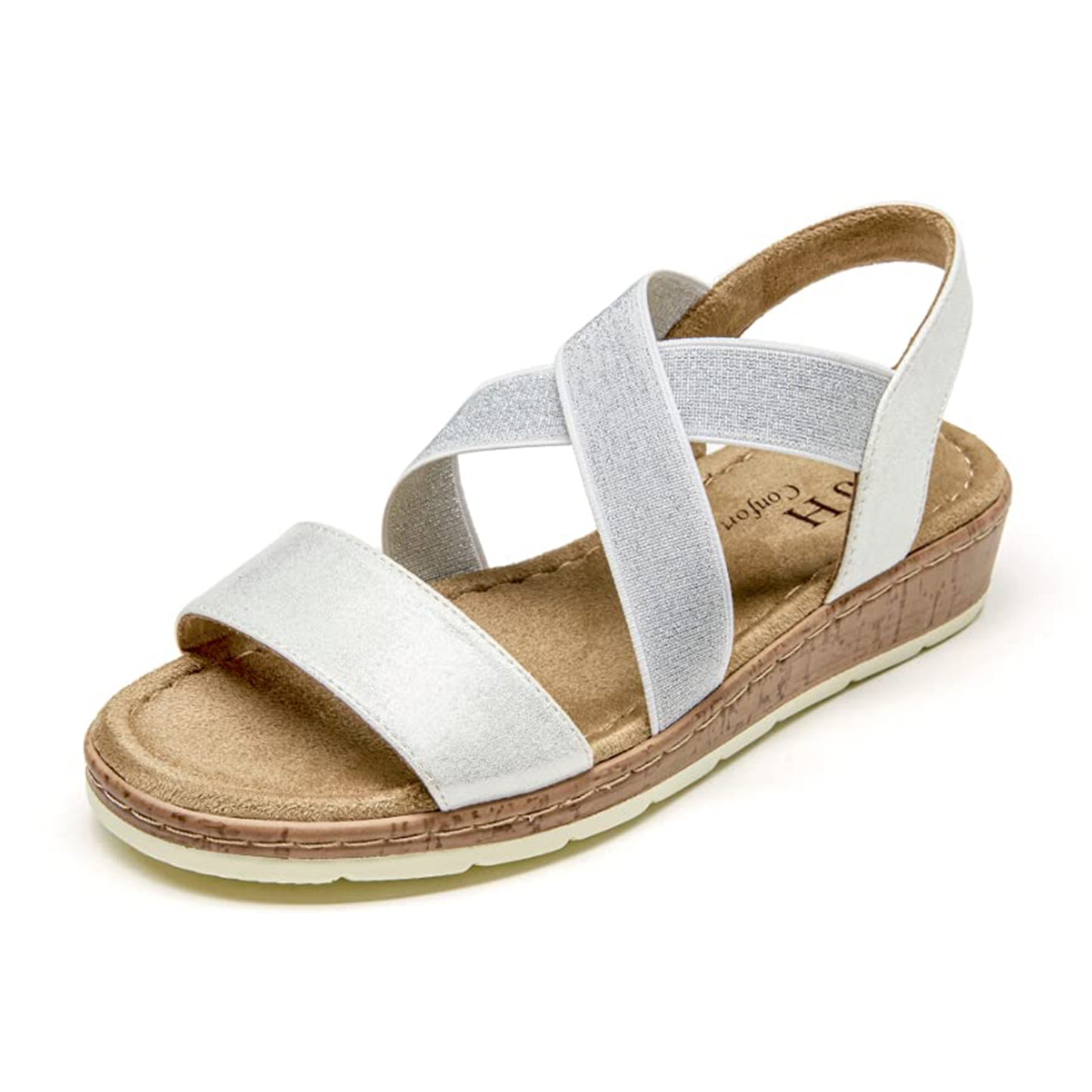 VJH confort Women's Flat sandals, Comfort Slip-on Elastic ankle strap Slingback Light Weight Casual Walking Sandals